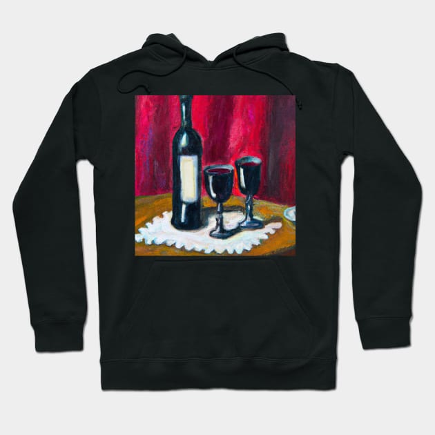 Bottle of Wine with Two Glasses Hoodie by Starbase79